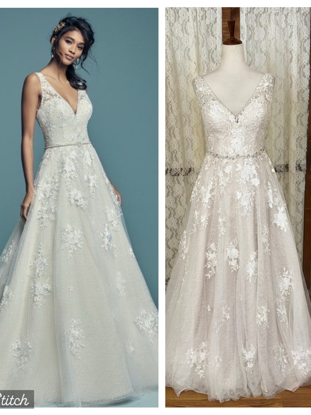 Gorgeous Maggie Sottero “Meryl Lynette” Embroidered Mesh Wedding Gown